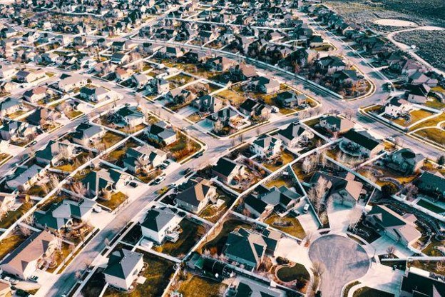 the aerial view of a neighborhood in Utah